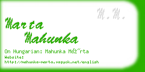 marta mahunka business card